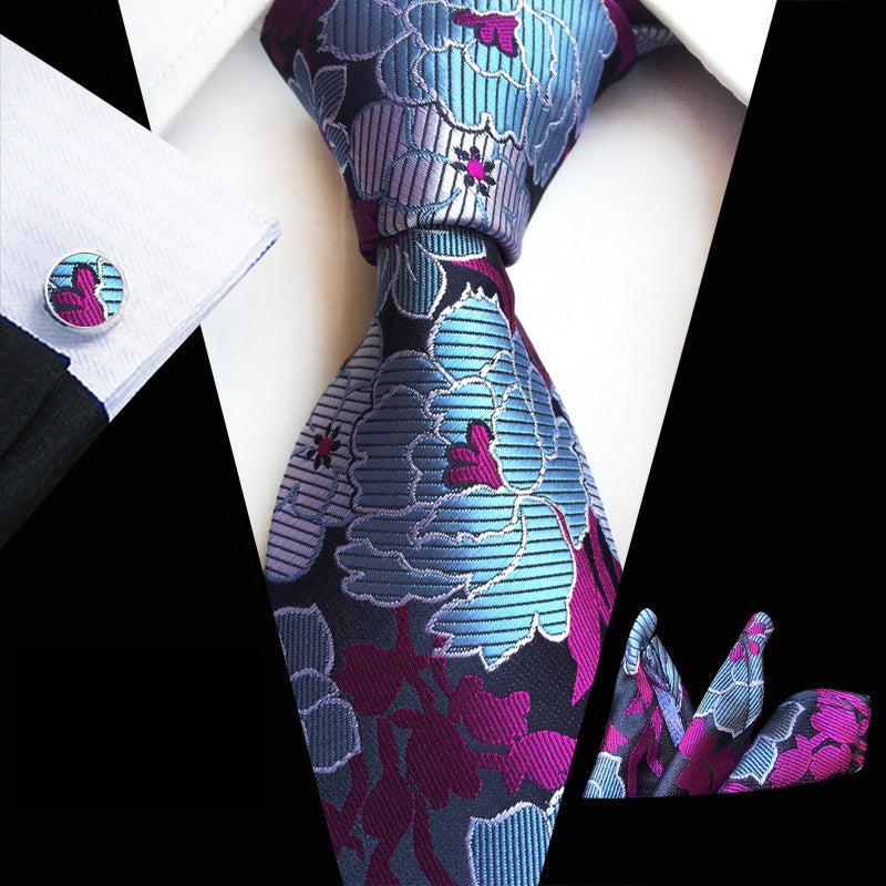 Men's Paisley Fashion Tie Pocket Square Cufflinks Set - Pack of 5