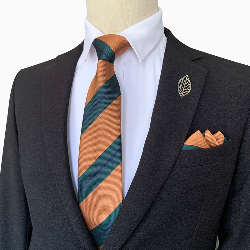 Men's Striped Business Tie and Pocket Square Gift Set - Pack of 5