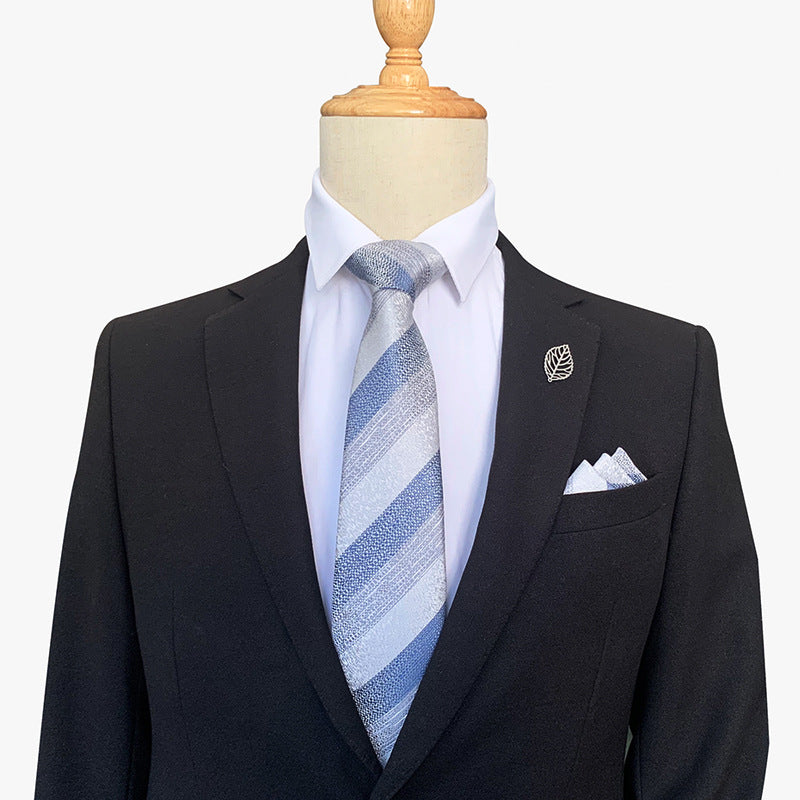 Men's Wide Striped Business Tie and Pocket Square Set - Pack of 5