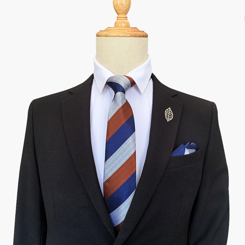Men's Wide Striped Business Tie and Pocket Square Set - Pack of 5