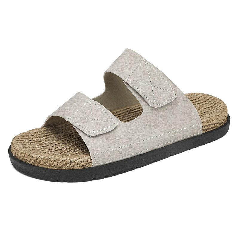 Men's Soft Sole Leather Slide Sandals with Non Slip Comfort