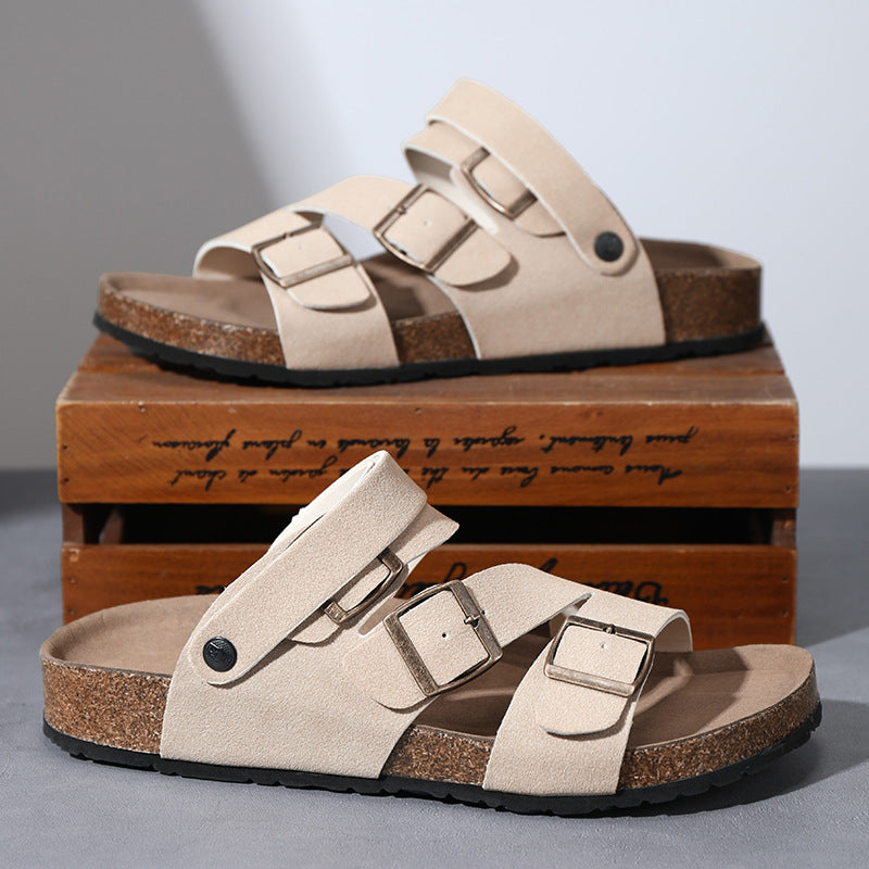 Men's Cork Buckle Sandals Plus Size Casual Beach Shoes