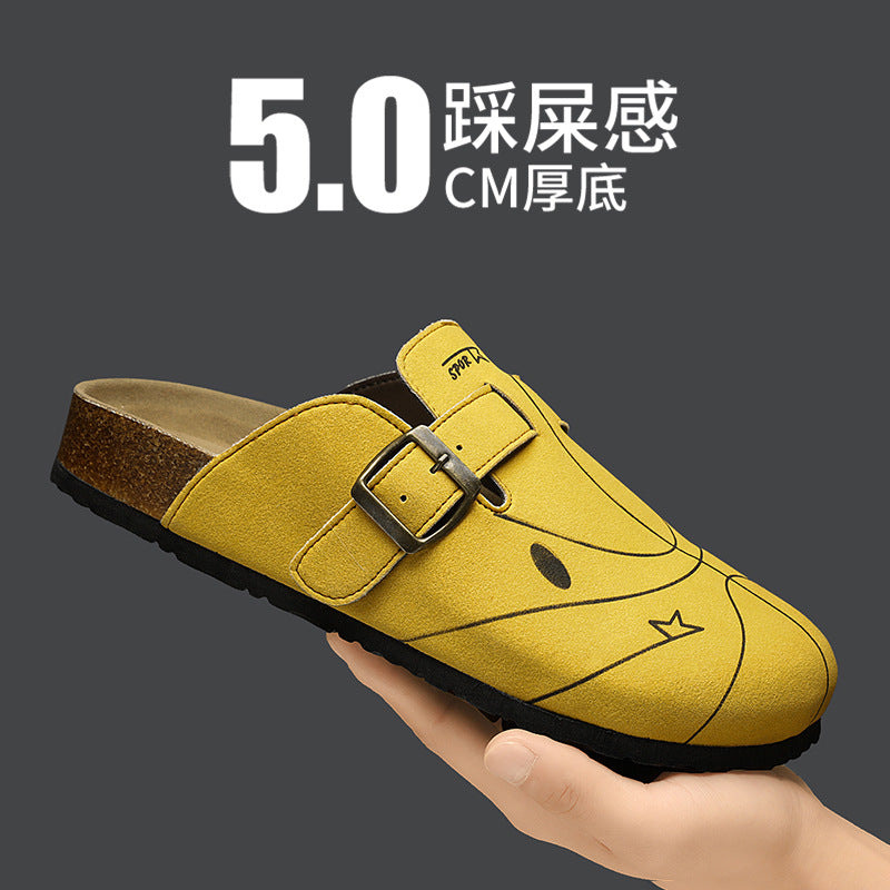 Men's Thick Sole Toe Cap Slip On Sandals Soft Footbed