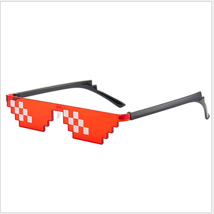 Pixel Mosaic Novelty Sunglasses, Retro Geometric Party Glasses