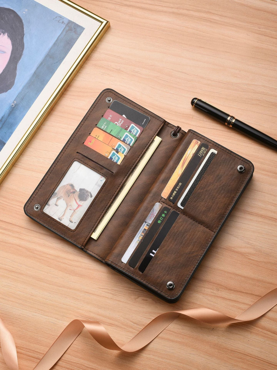 Men's Retro Zip Clutch Wallet Large Capacity Phone & Card Holder