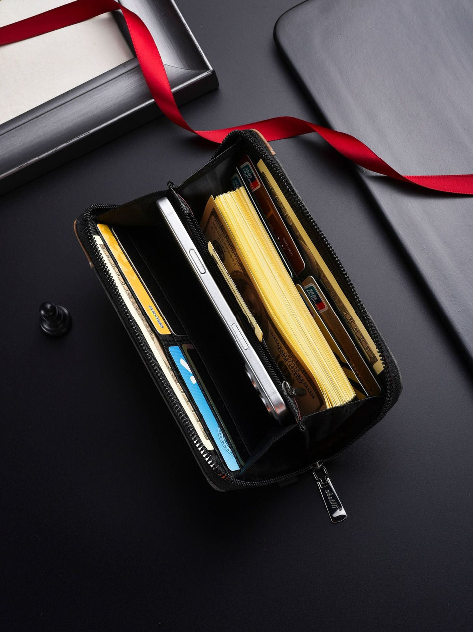 Men's PU Long Wallet Large Capacity Multi-Card Phone Clutch Bag