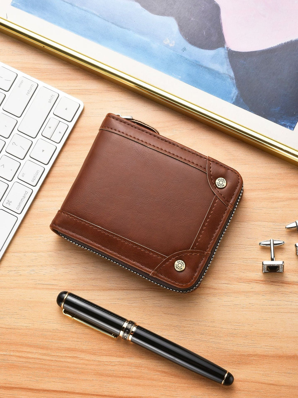 Men's Fashion Zip Wallet Multi-Card Short Coin Purse