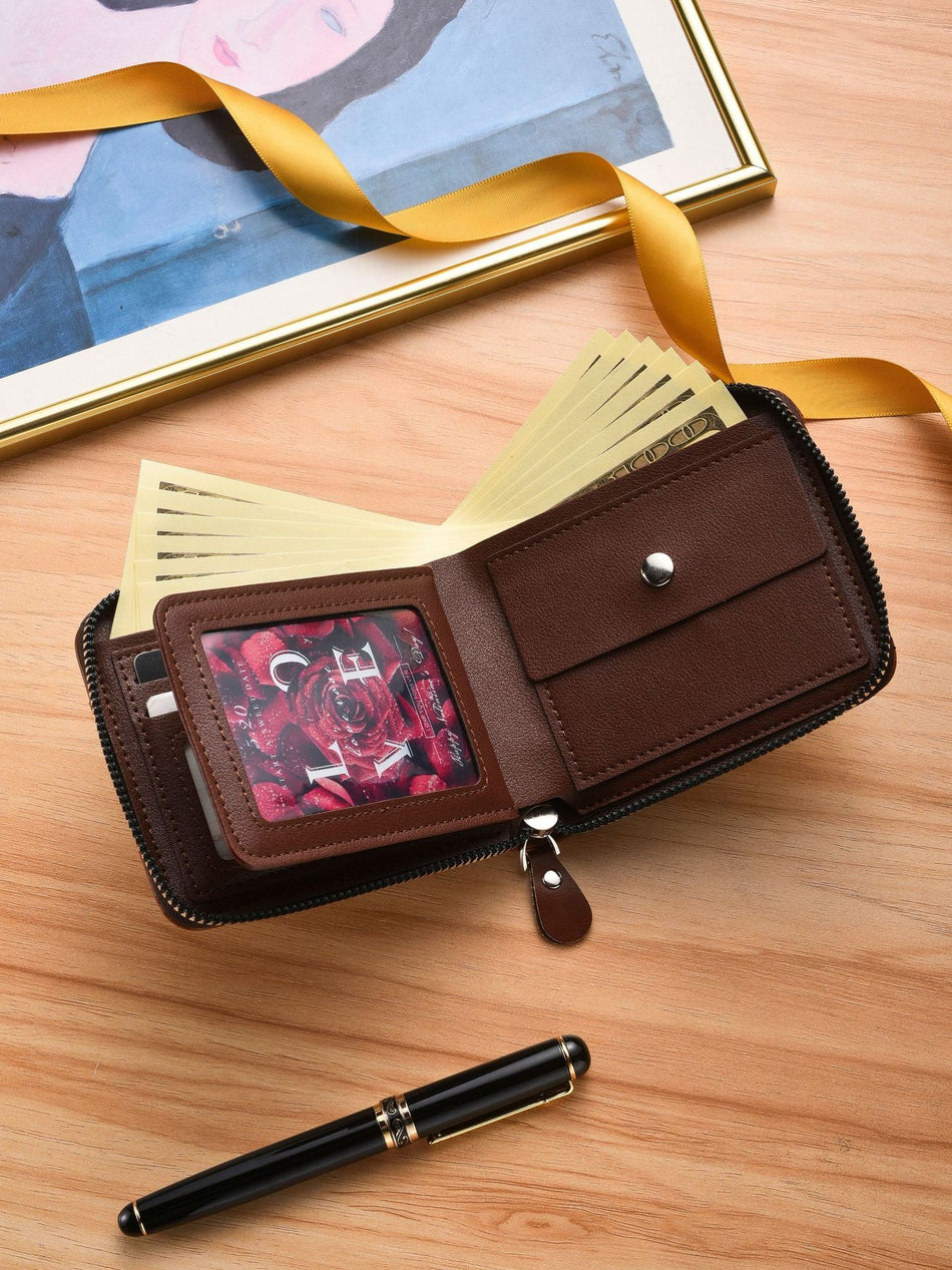 Men's Fashion Zip Wallet Multi-Card Short Coin Purse