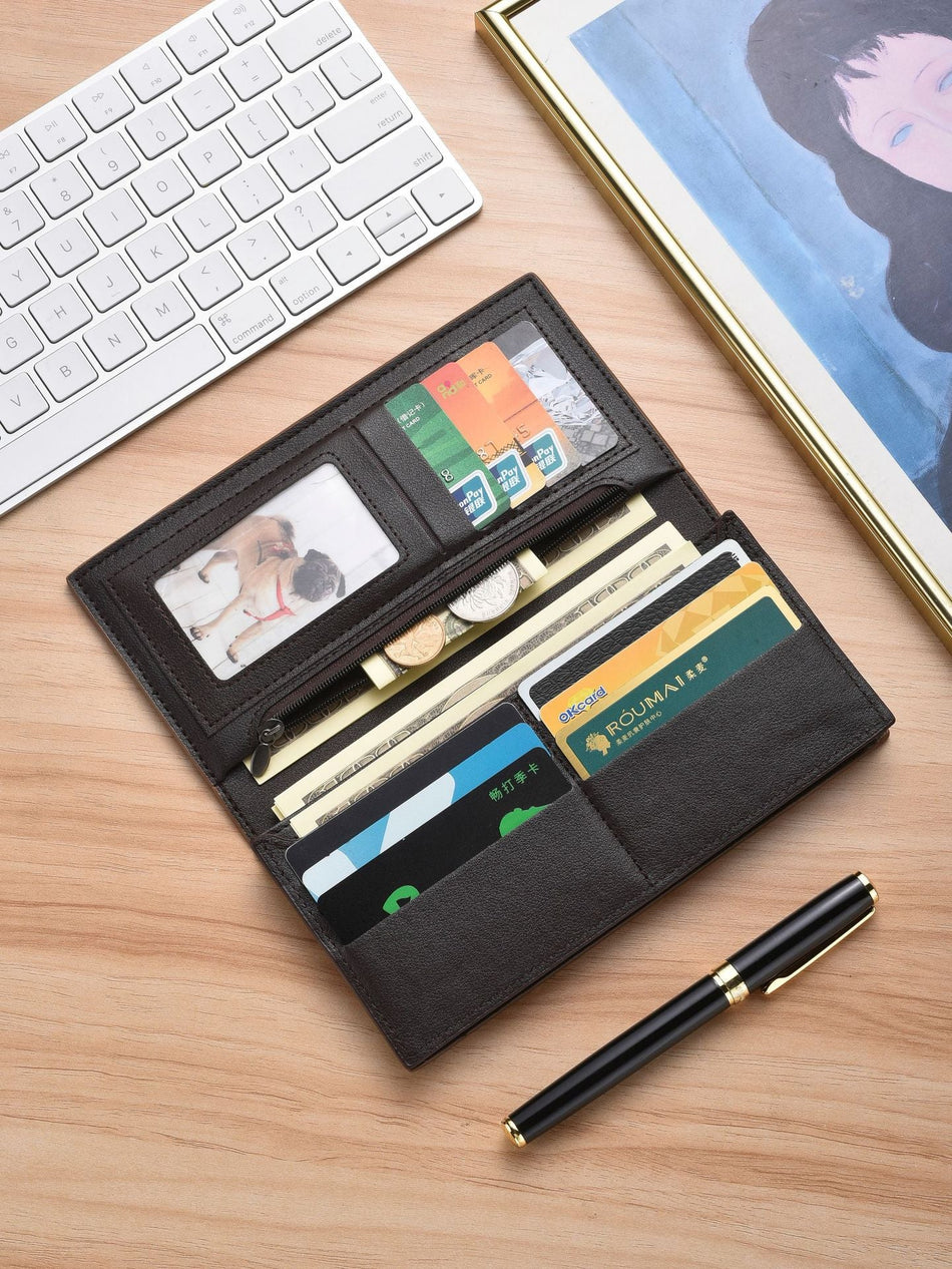 Men's Ultra-Thin Long Wallet Retro Multi-Card Clutch Wallet