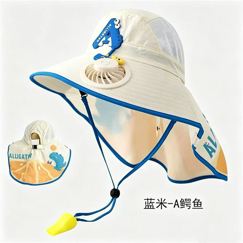 Kids Wide-Brim Sun Protection Hat with Neck Flap