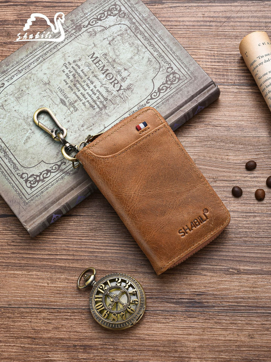 Genuine Leather Key Case with Multi-Card Slots Car Key Wallet