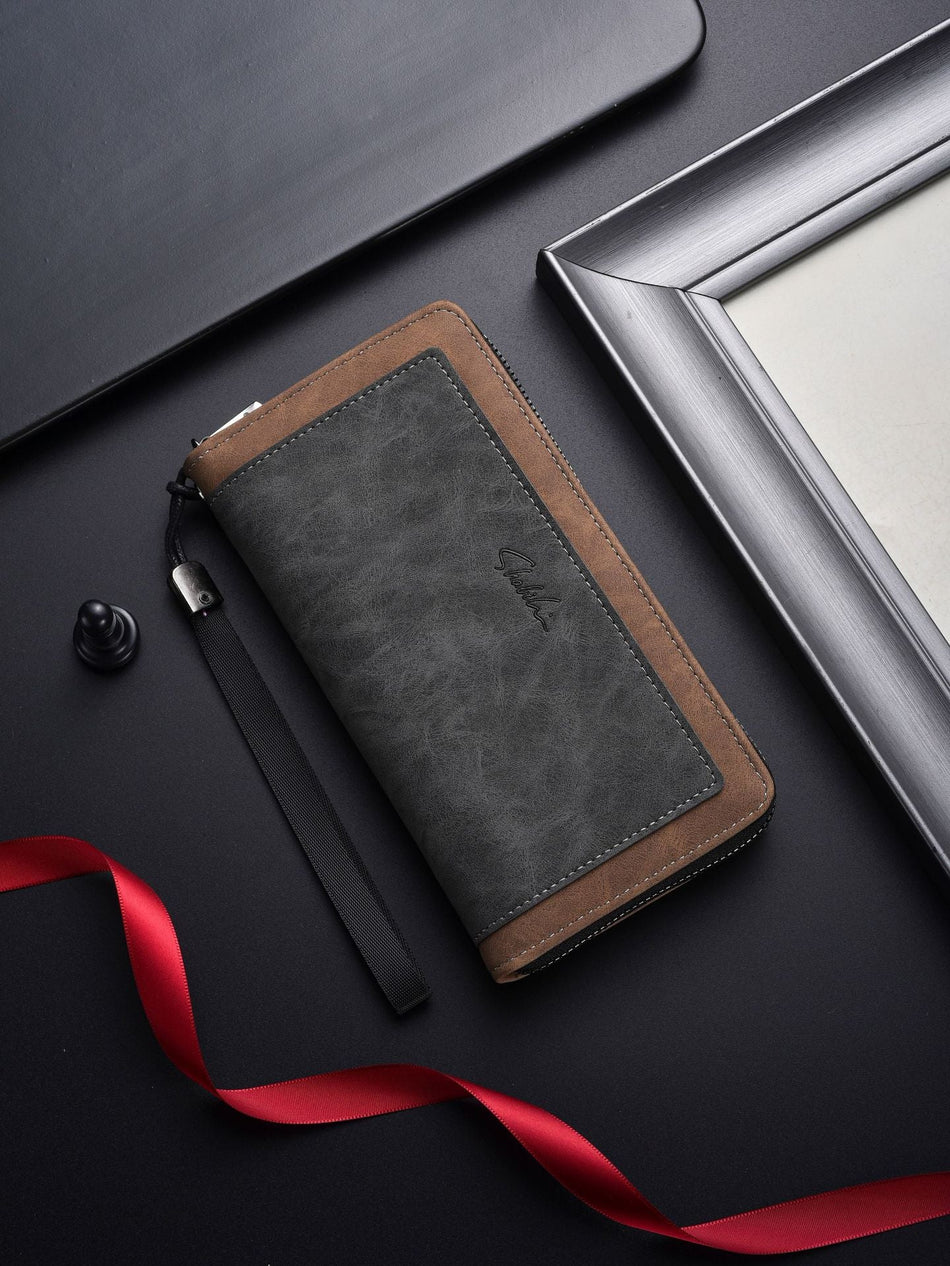 Men's High-End Long Zip Wallet Large Capacity Phone Clutch Bag
