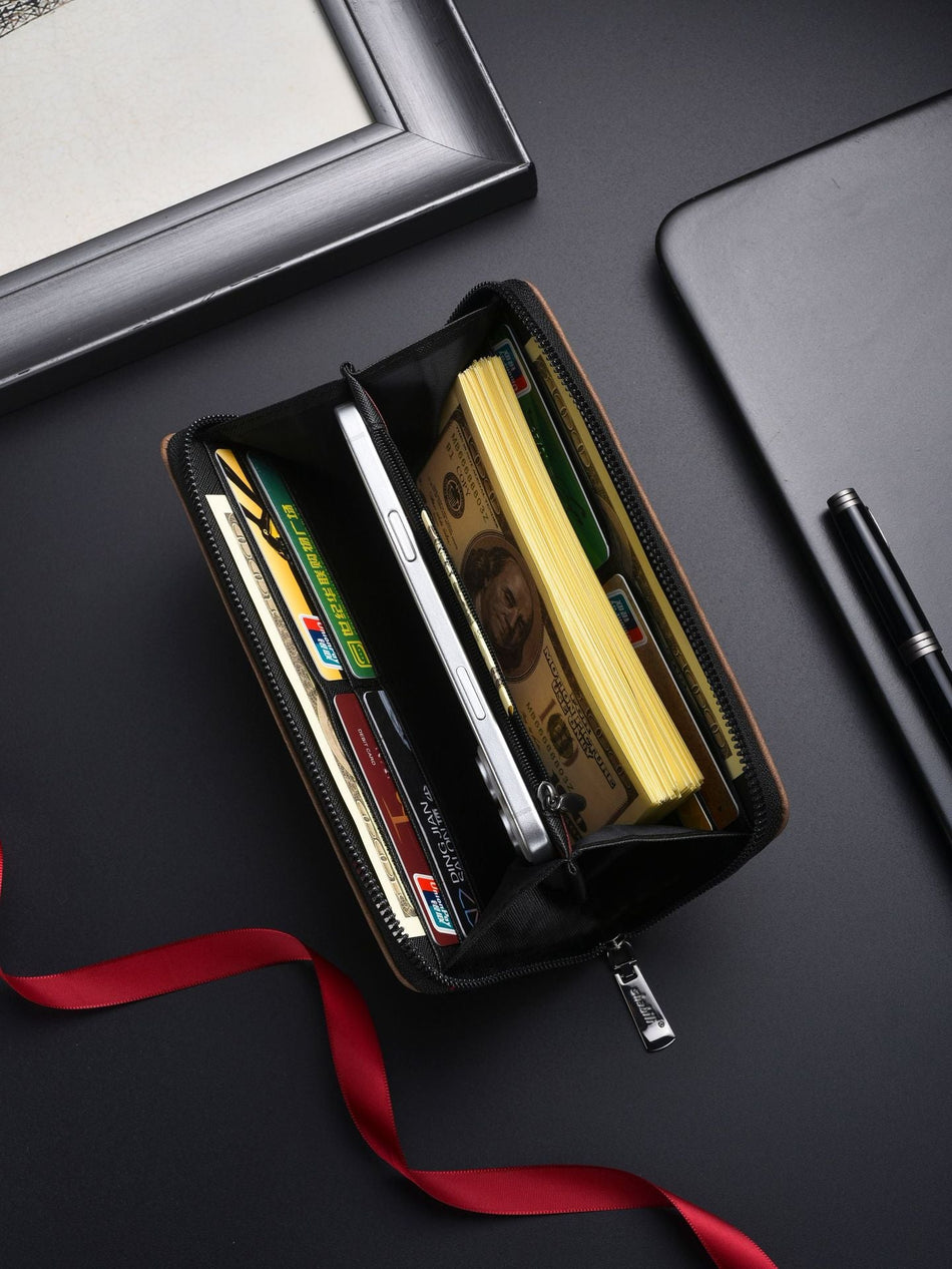 Men's High-End Long Zip Wallet Large Capacity Phone Clutch Bag