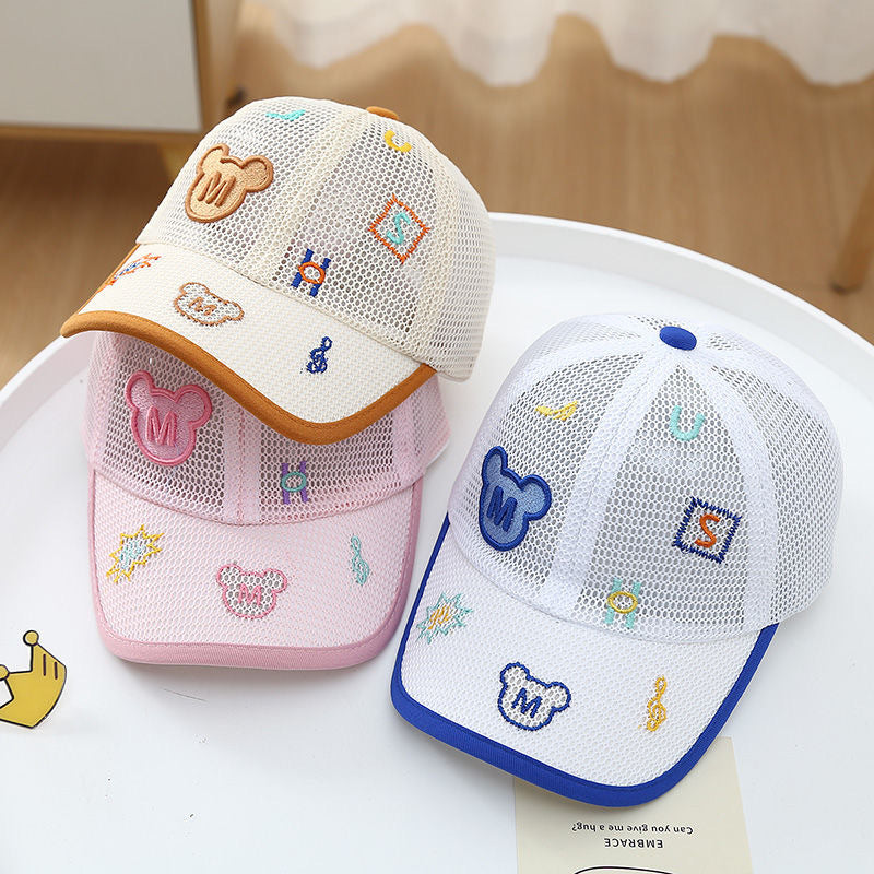 Kids Cartoon Bear Mesh Baseball Cap – Breathable Summer Hat