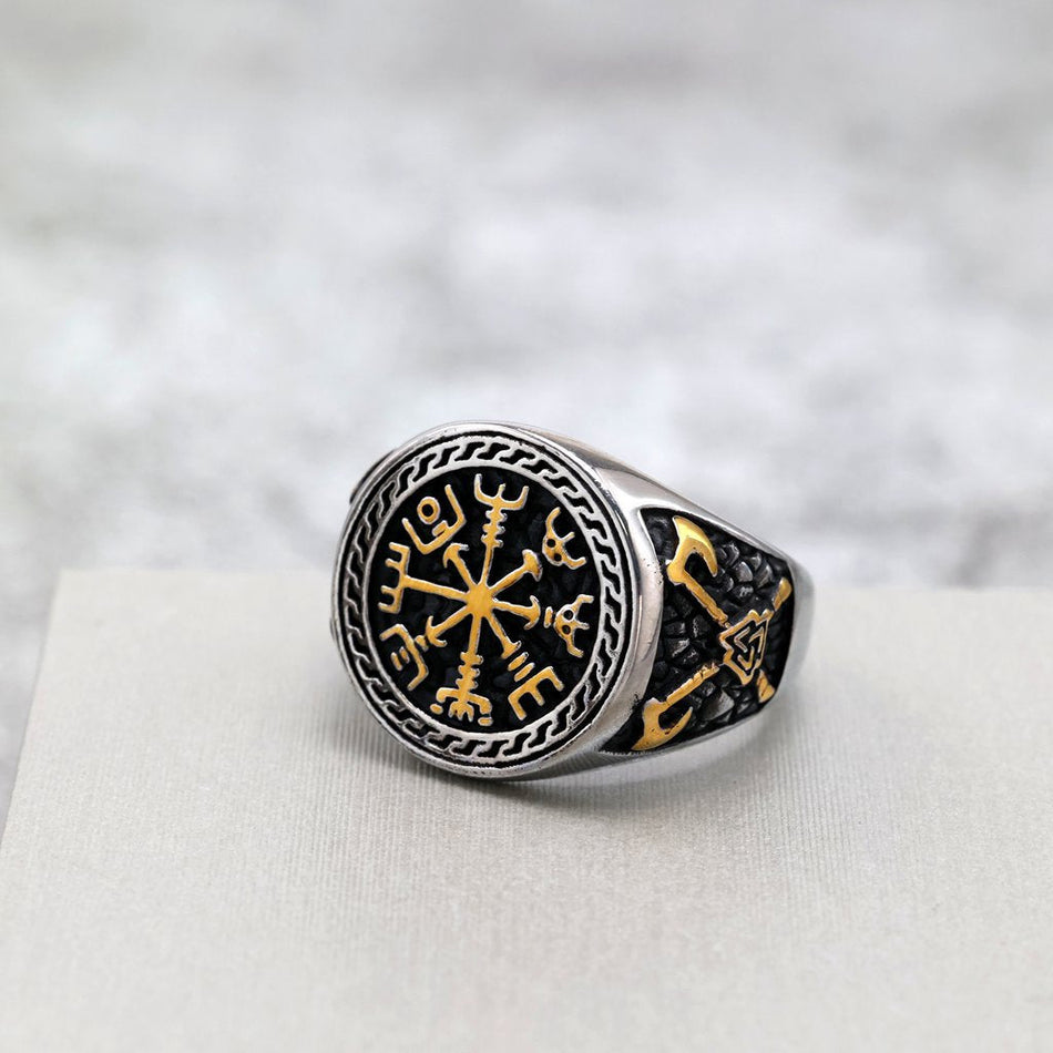 Nordic Viking Compass Stainless Steel Men's Statement Ring