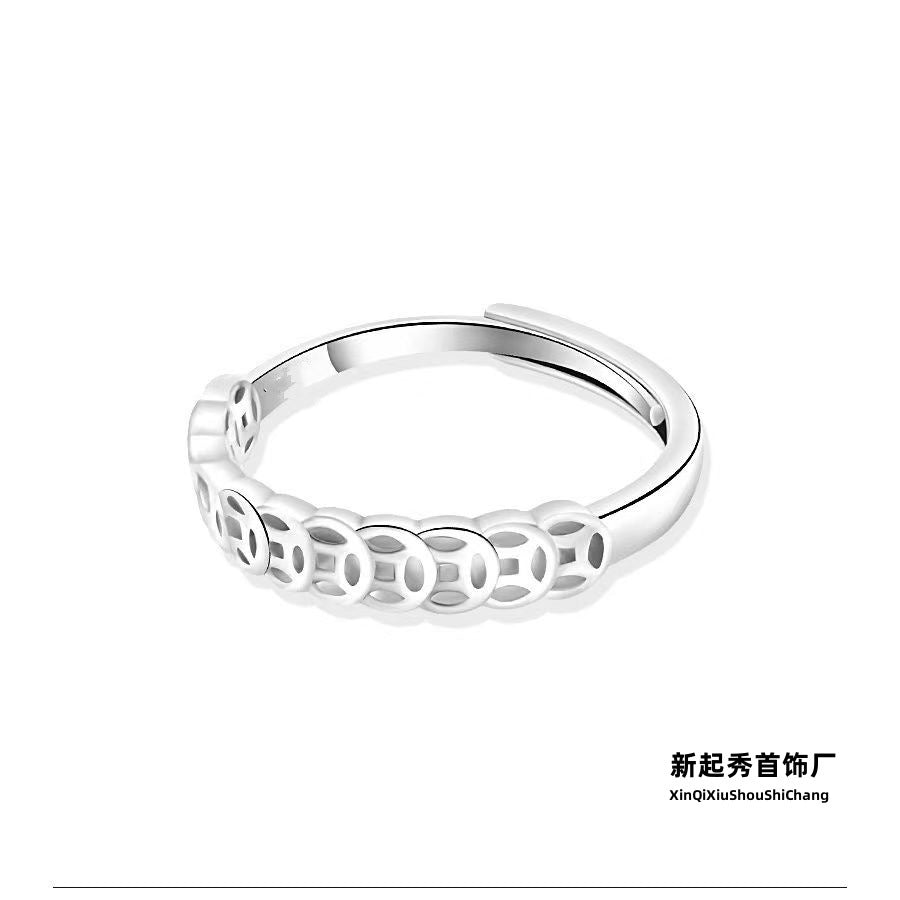 Vintage Coin Open Unisex Ring, Adjustable Lucky Charm Statement