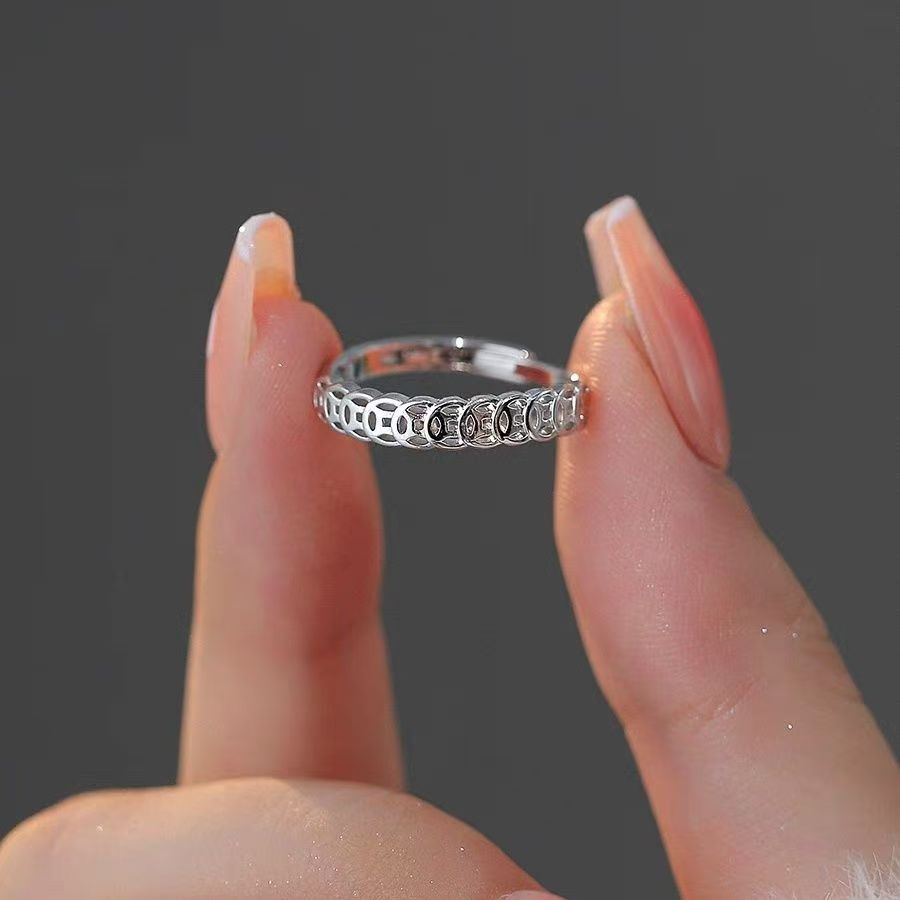 Vintage Coin Open Unisex Ring, Adjustable Lucky Charm Statement