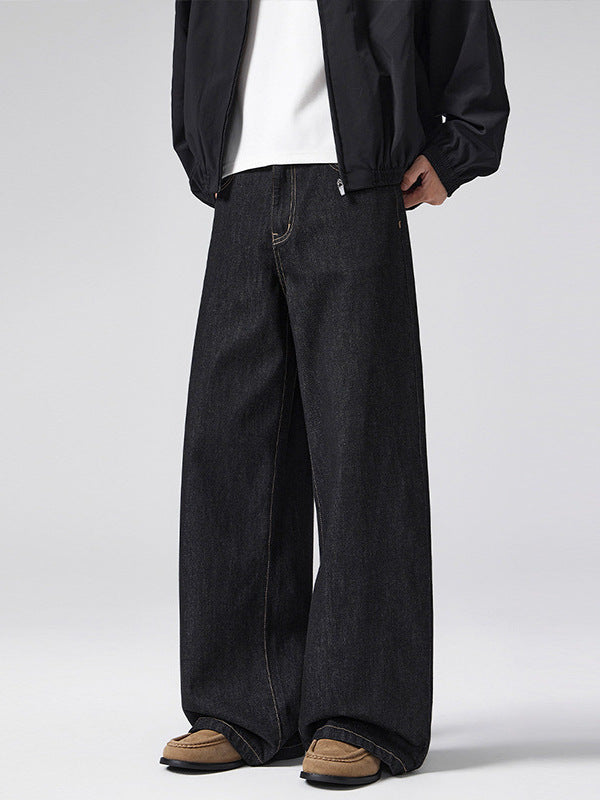 Lktm Men's Retro Denim A-Line Jeans Slim Fit Long Pants