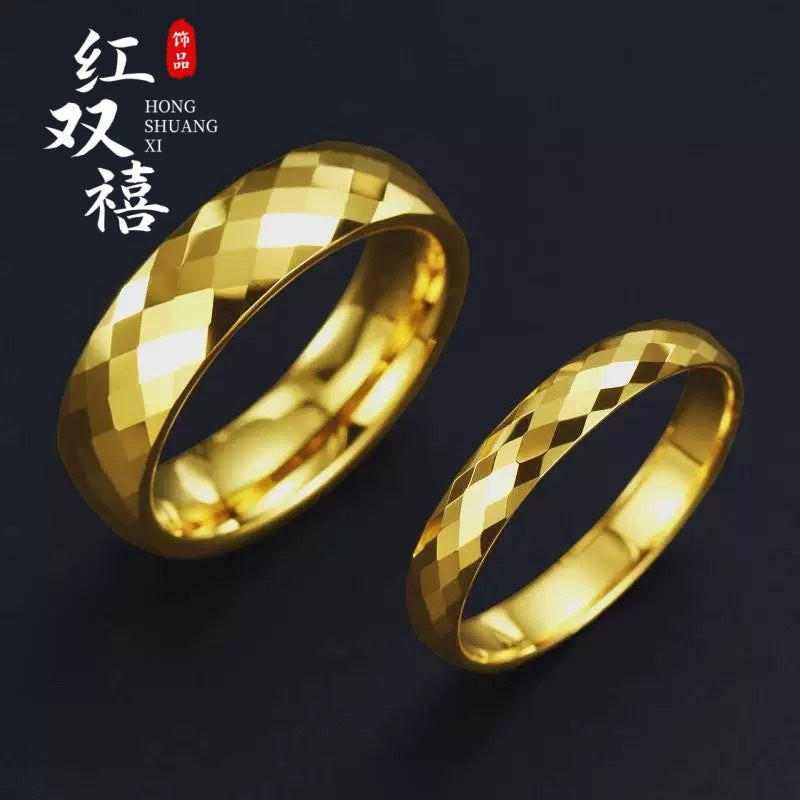 Gold-Tone Sparkling Mosaic Ring for Men & Women