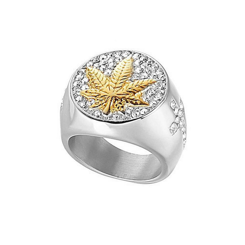 Dark Maple Leaf Men's Statement Ring, Vintage Hip Hop Style