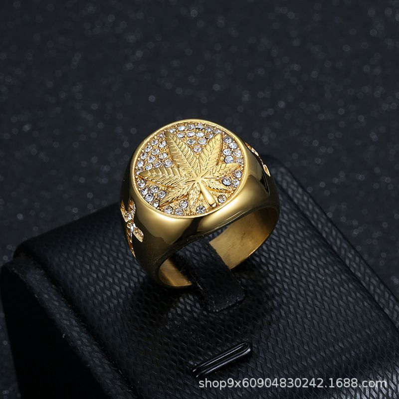 Dark Maple Leaf Men's Statement Ring, Vintage Hip Hop Style