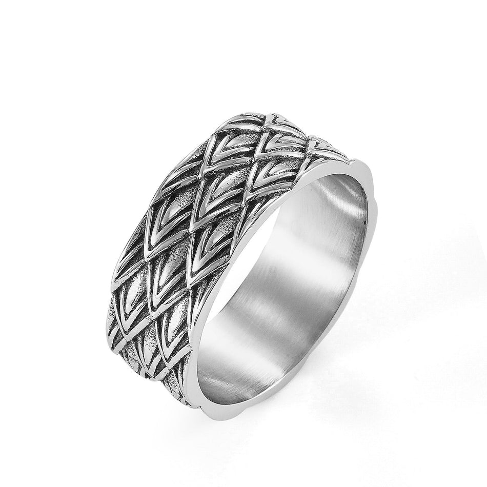 Retro Dragon Scale Stainless Steel Ring for Men