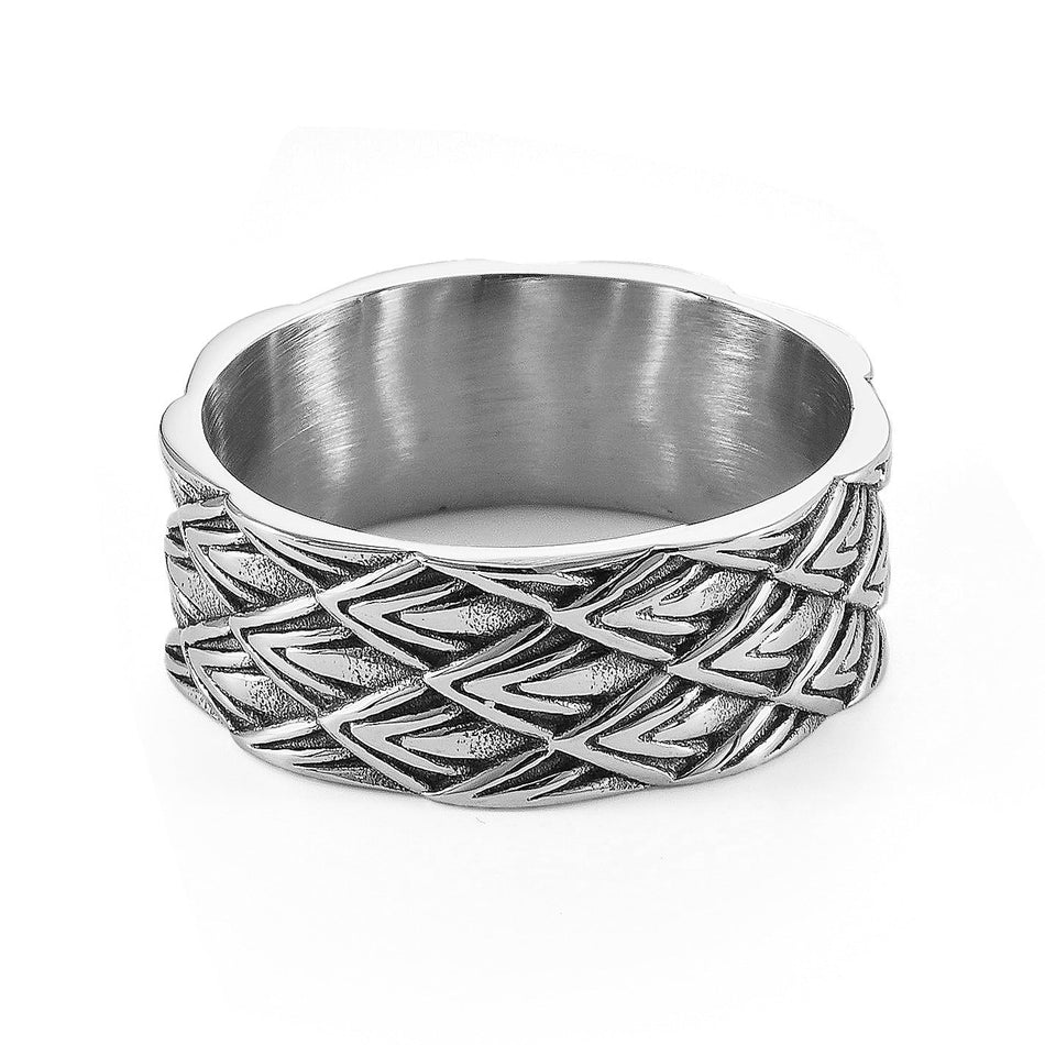 Retro Dragon Scale Stainless Steel Ring for Men