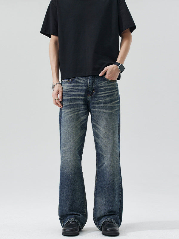 Lktm Men's Washed Hand-Painted Flare Jeans Slim Cleanfit Pants