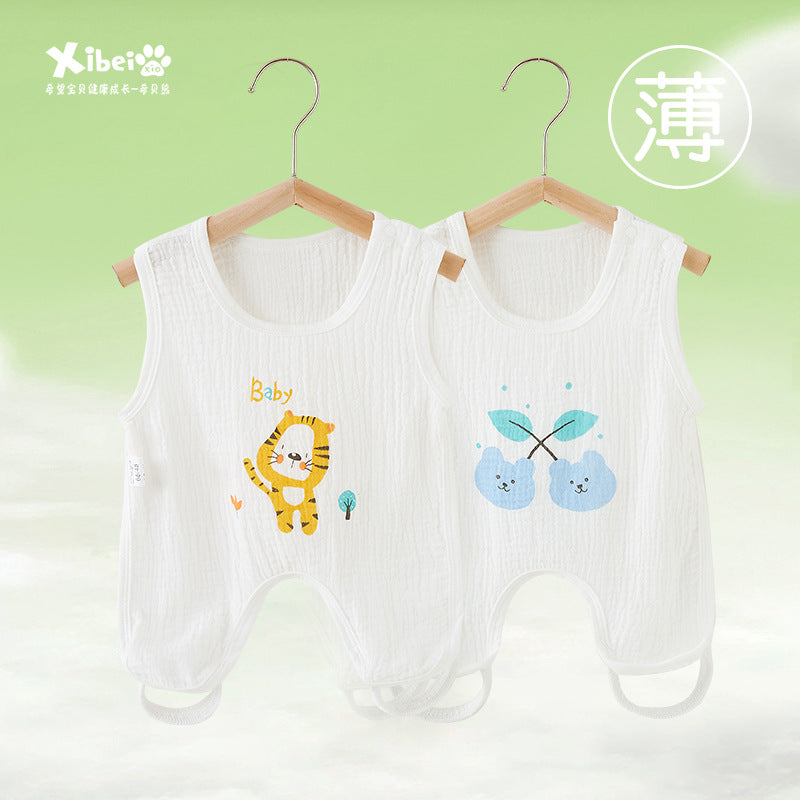 Baby Cotton Gauze Belly Protector Romper – Summer Vest Bodysuit