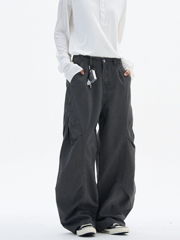 LKTM Retro Deconstructed Pleated Straight Leg Cargo Pants