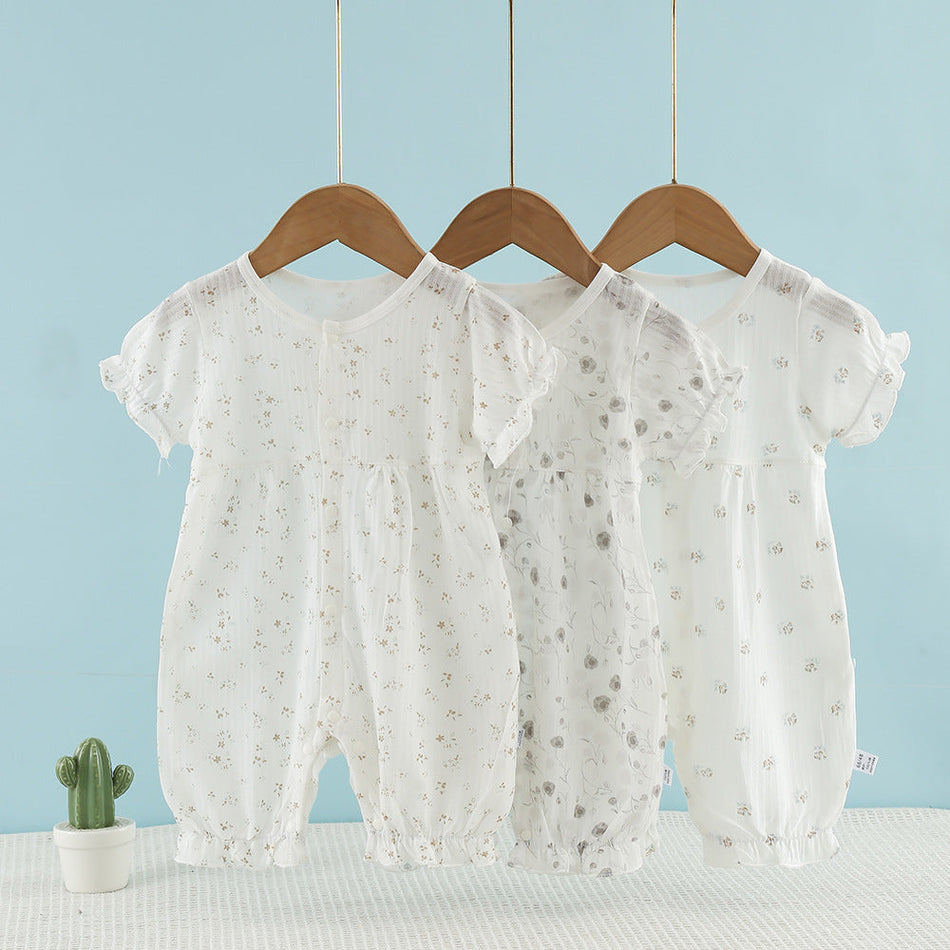 Newborn Baby Girls Princess Romper – Lightweight Summer Jumpsuit