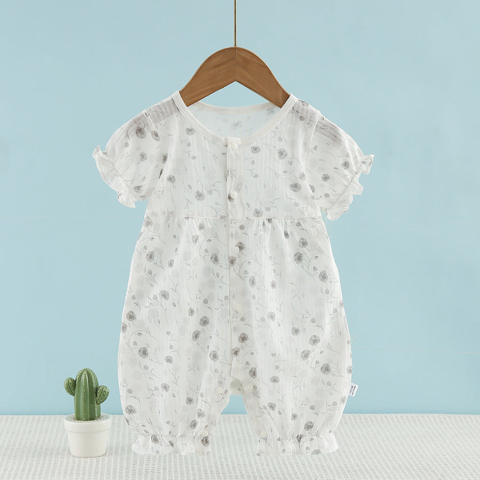 Newborn Baby Girls Princess Romper – Lightweight Summer Jumpsuit