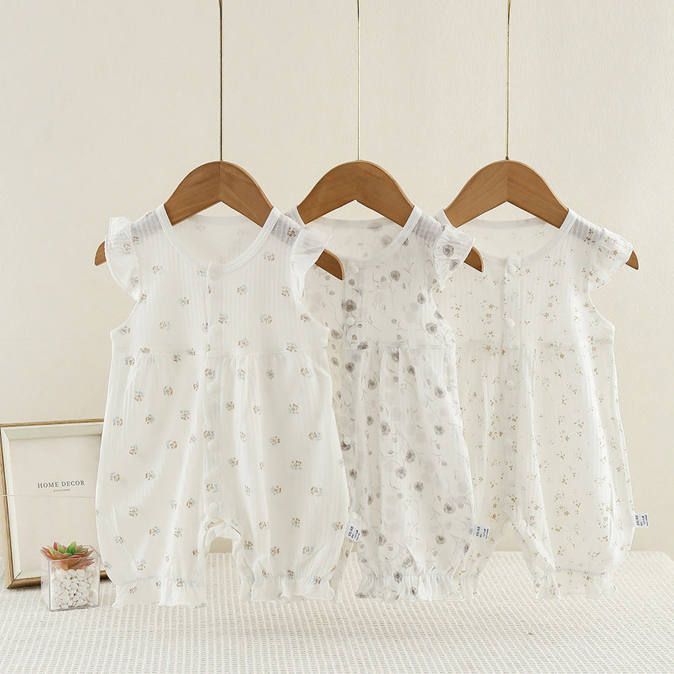 Baby Short-Sleeve Cotton Romper – Lightweight Summer Jumpsuit