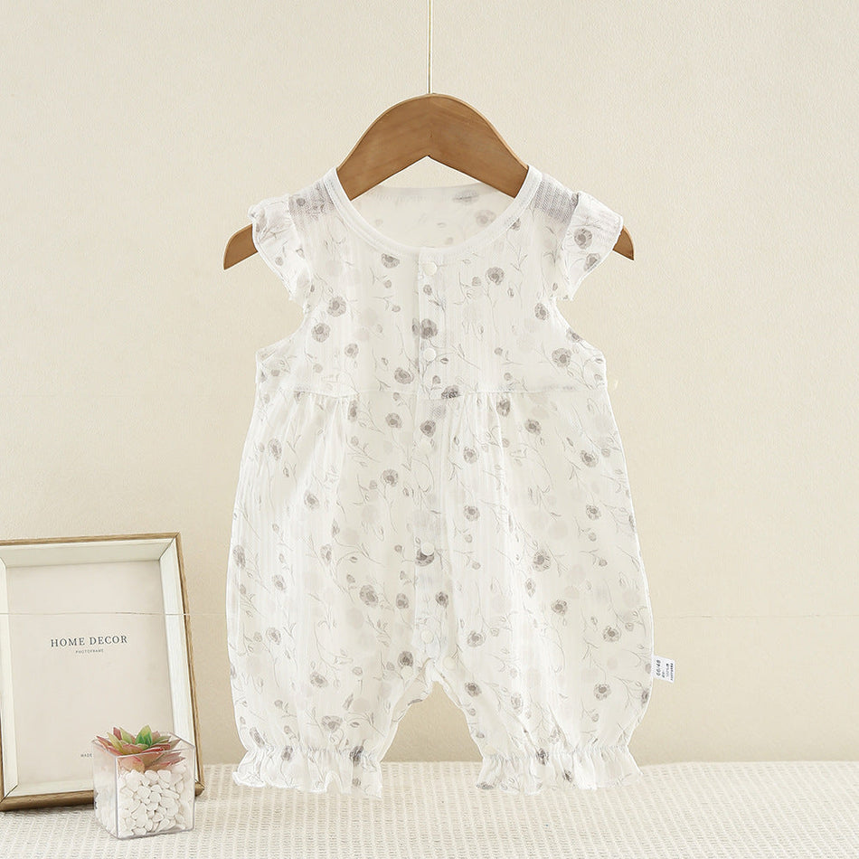 Baby Short-Sleeve Cotton Romper – Lightweight Summer Jumpsuit