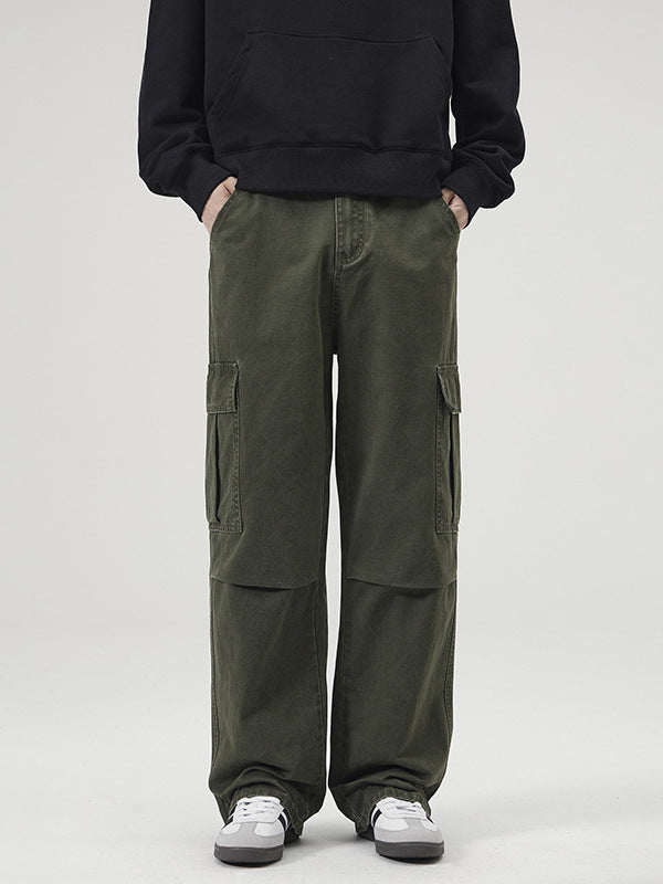 LKTM Men's Vintage Washed Cotton Workwear Cargo Pants