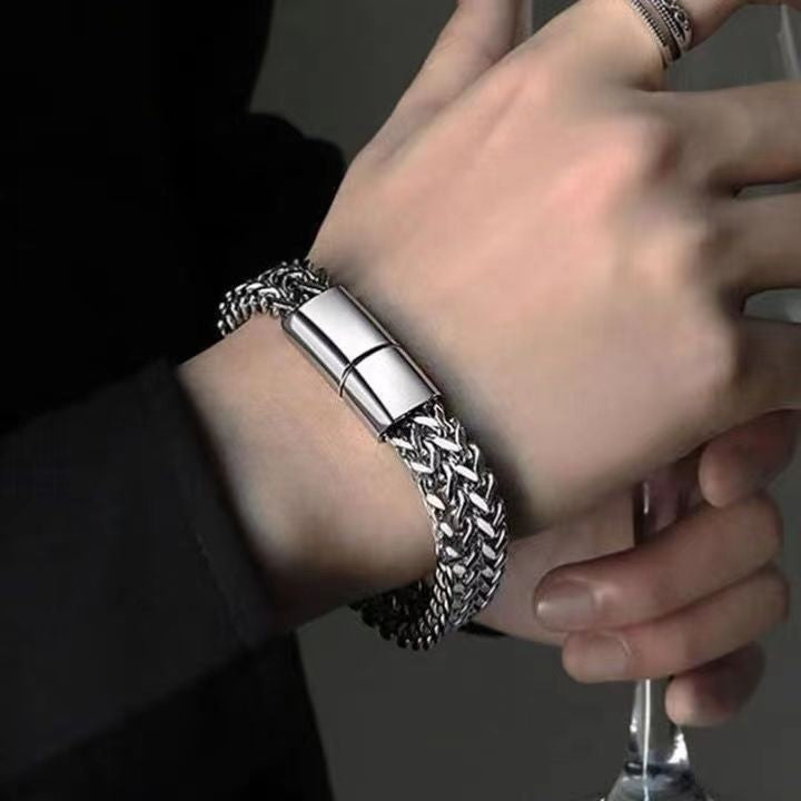 Men's Chain Bracelet, Elegant Stainless Steel Link Bracelet