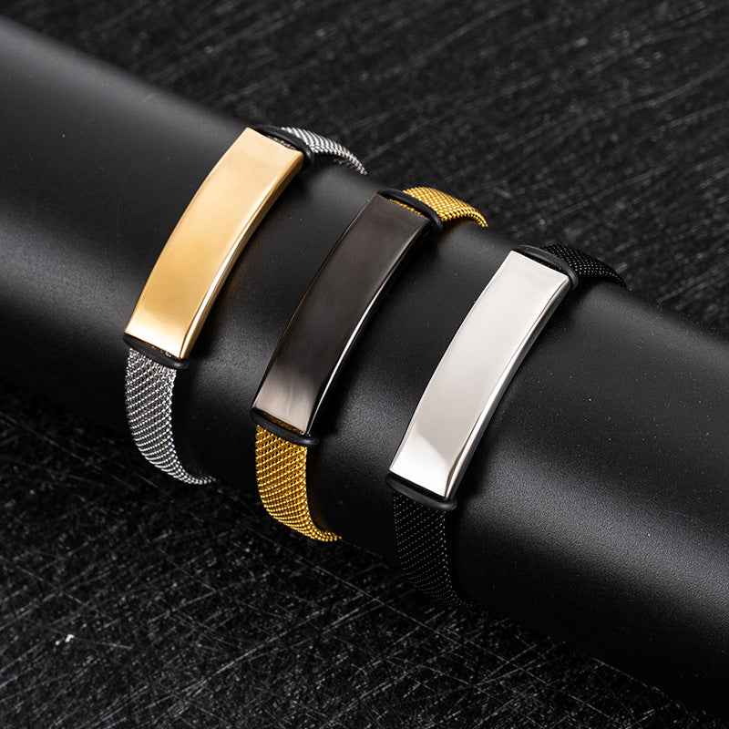 Personalized Stainless Steel Engraved Bracelet for Men & Couples