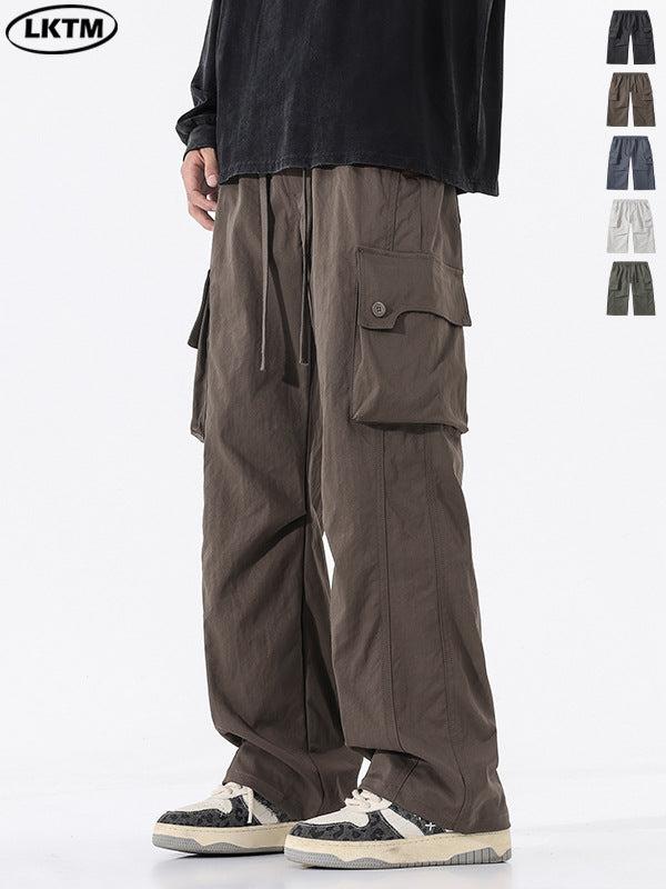 LKTM Men's Retro Outdoor Functional Wide Leg Cargo Pants