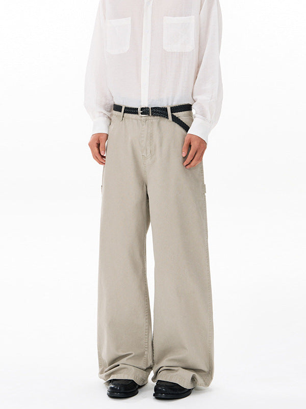 Lktm Men's Retro Distressed Canvas Cotton Overalls Pants