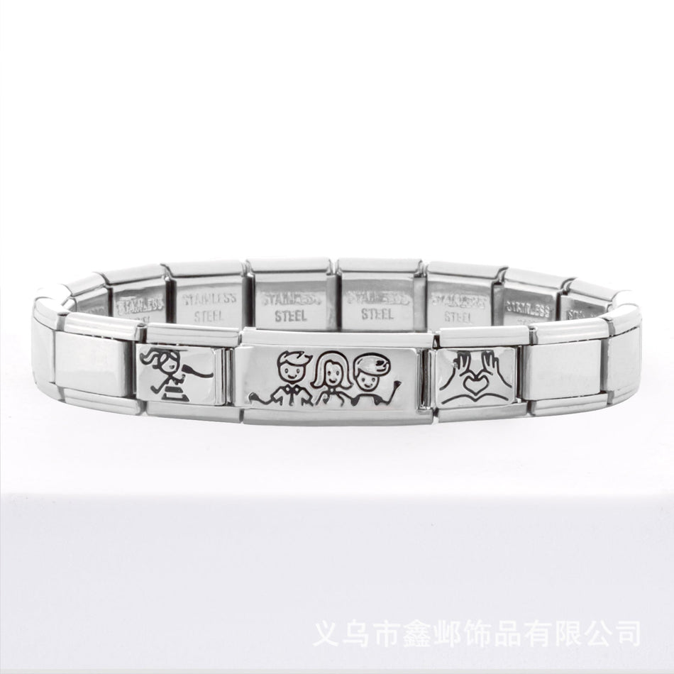 Stainless Steel Modular Charm Bracelet for Men
