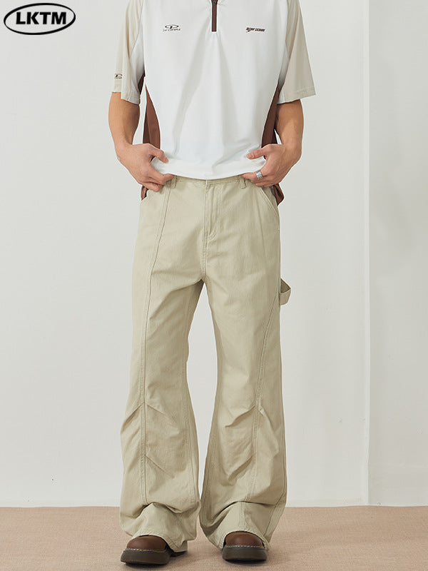 LKTM Deconstructed Micro Flare Overalls Retro Cargo Pants