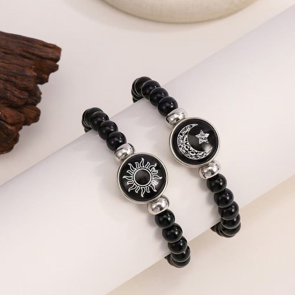 Sun & Moon Luminous Woven Bracelet for Couples