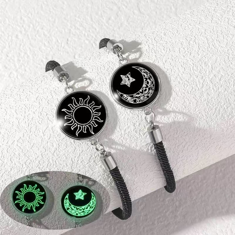 Sun & Moon Luminous Woven Bracelet for Couples