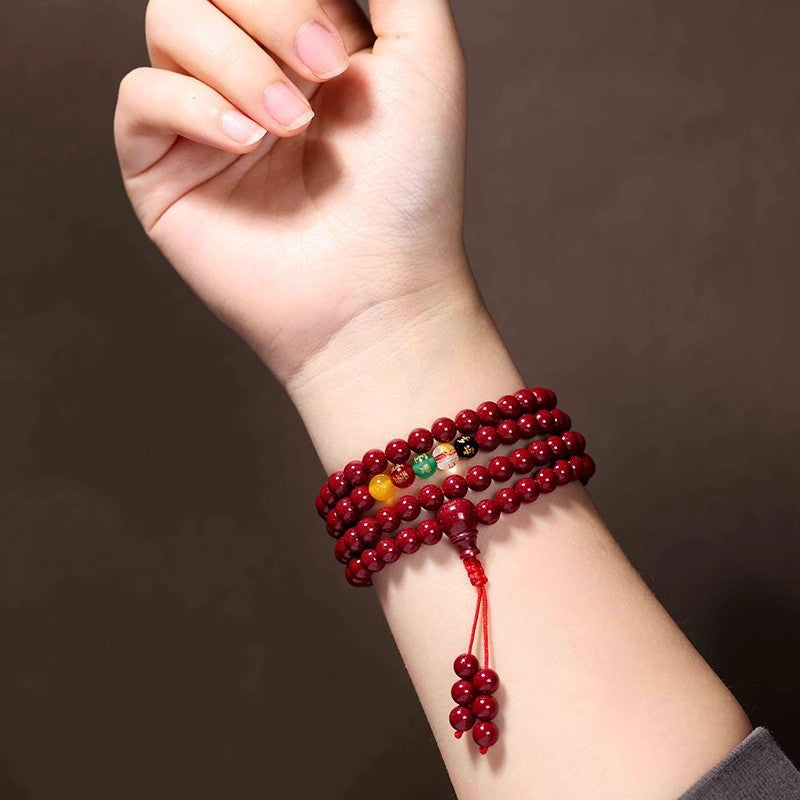Purple Gold Sand-Inspired Beaded Bracelet with Five-Way Wealth