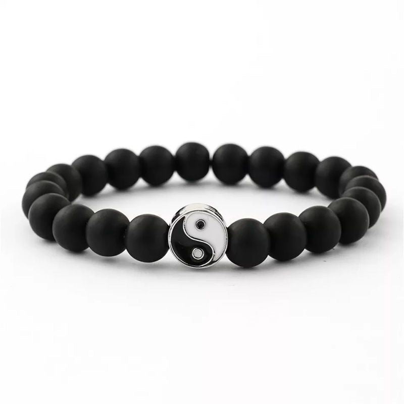 Yin-Yang Inspired Black & White Matte Beaded Bracelet