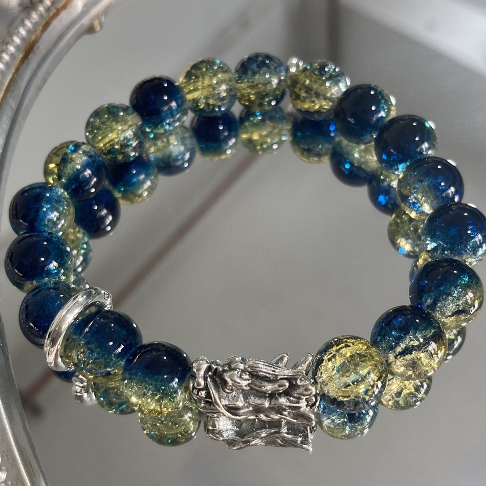 Chinese-Inspired Dragon Design Glaze Beaded Bracelet for Men &
