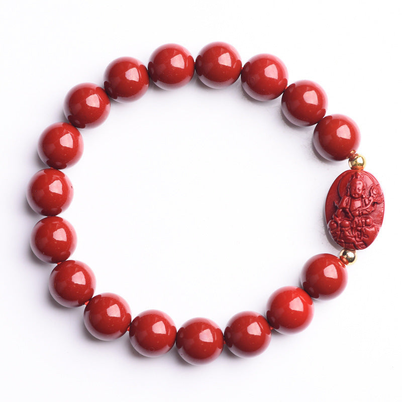 Zodiac-Inspired Cinnabar Beaded Unisex Bracelet with Guardian