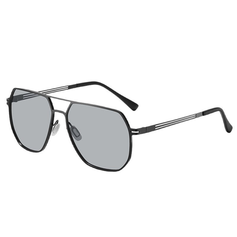 Men's Square Polarized Sunglasses Stainless Steel Frame