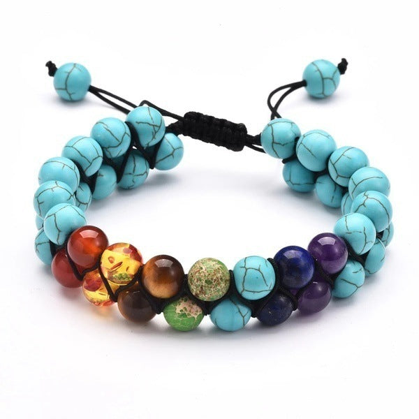 Colorful Volcanic Stone Beaded Bracelet for Men