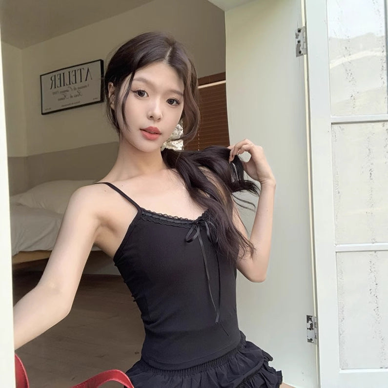 Women's Bow Strap Sleeveless Camisole Elegant Pullover Top